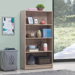 Modern Design Tall Bookcase 4 Tier Adjustable Shelves Unit. - Lavish Kitchen Isle