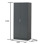 2 Door Wardrobe Storage Hanging Door Cupboard Hanging Rail and 1 interior Shelf - Lavish Kitchen Isle