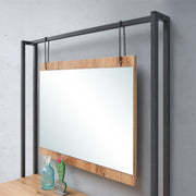 Modern Lavish Kitchen Isle dressing table with mirror in Wotan Oak finish, stylish makeup vanity for bedroom decor.
