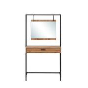 Modern Wotan Oak dressing table with mirror, stylish makeup vanity for bedroom decor, by Lavish Kitchen Isle.