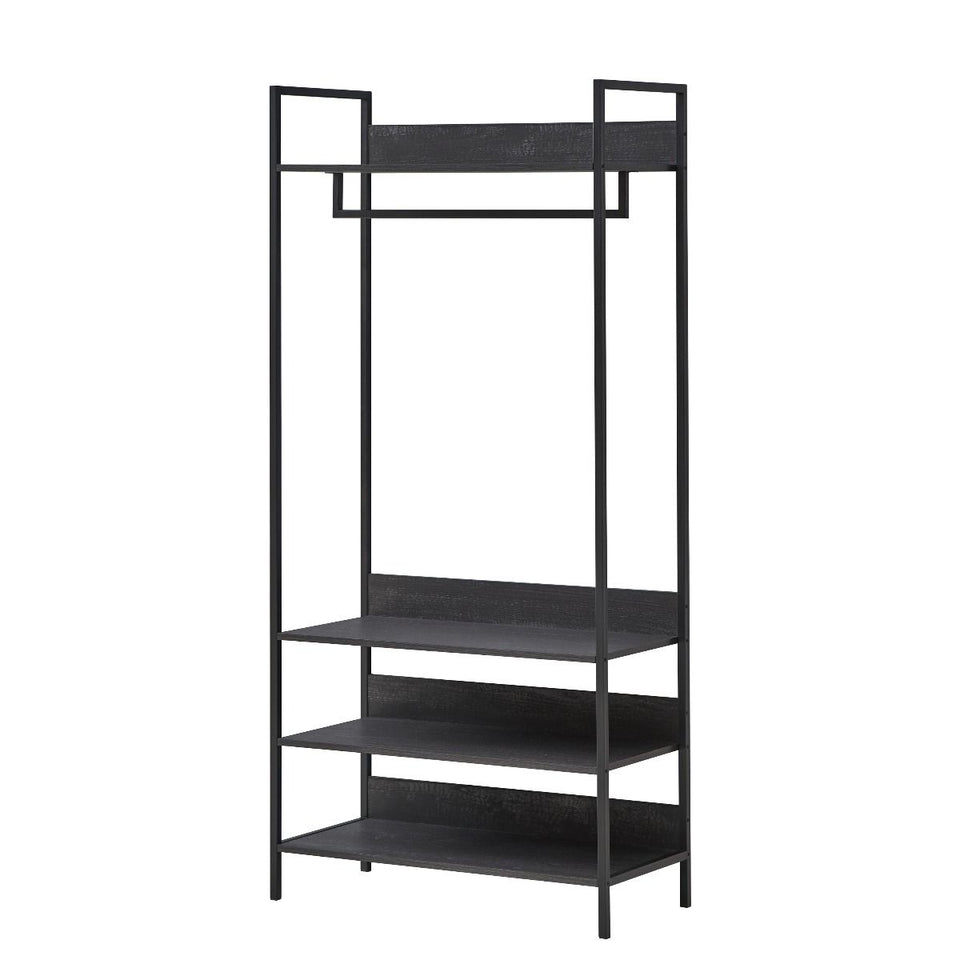 Open Wardrobe with 4 Shelves Wardrobe Storage with Hanging Rail and Shelving Small Space