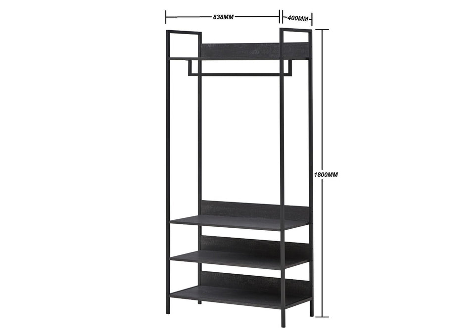 Open Wardrobe with 4 Shelves Wardrobe Storage with Hanging Rail and Shelving Small Space