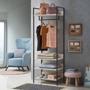 Open Wardrobe with 4 Shelves Wardrobe Storage with Hanging Rail for Small Space Solutions - Lavish Kitchen Isle