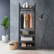 Open Wardrobe with 4 Shelves Wardrobe Storage with Hanging Rail for Small Space Solutions - Lavish Kitchen Isle