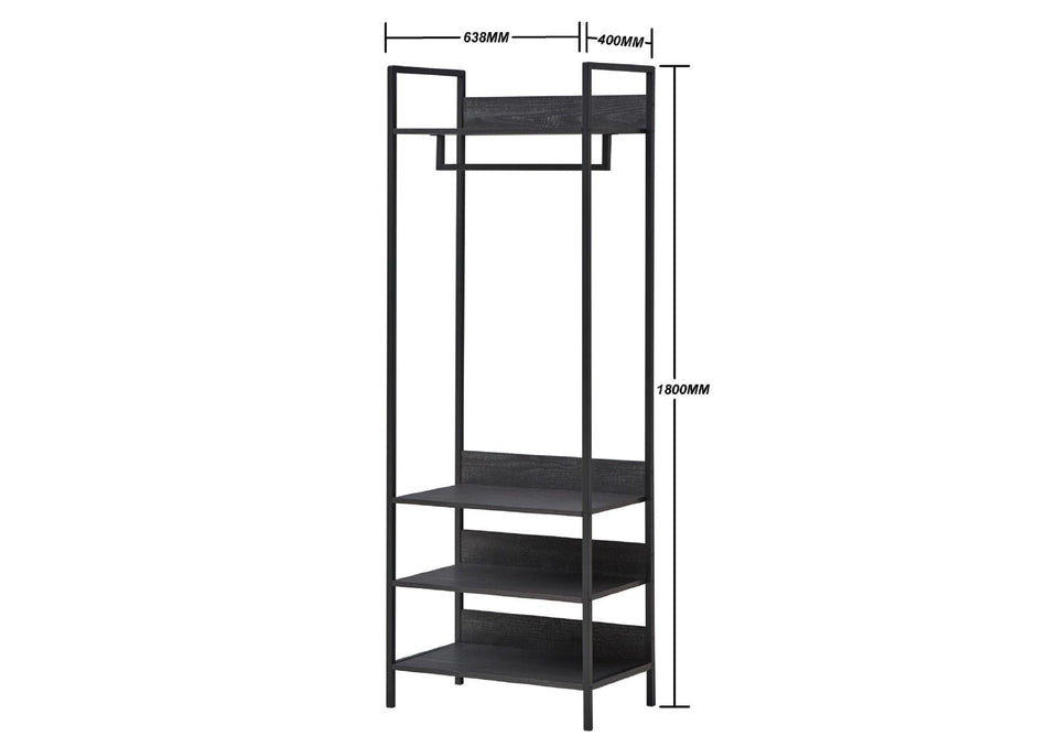 Open Wardrobe with 4 Shelves Wardrobe Storage with Hanging Rail for Small Space Solutions