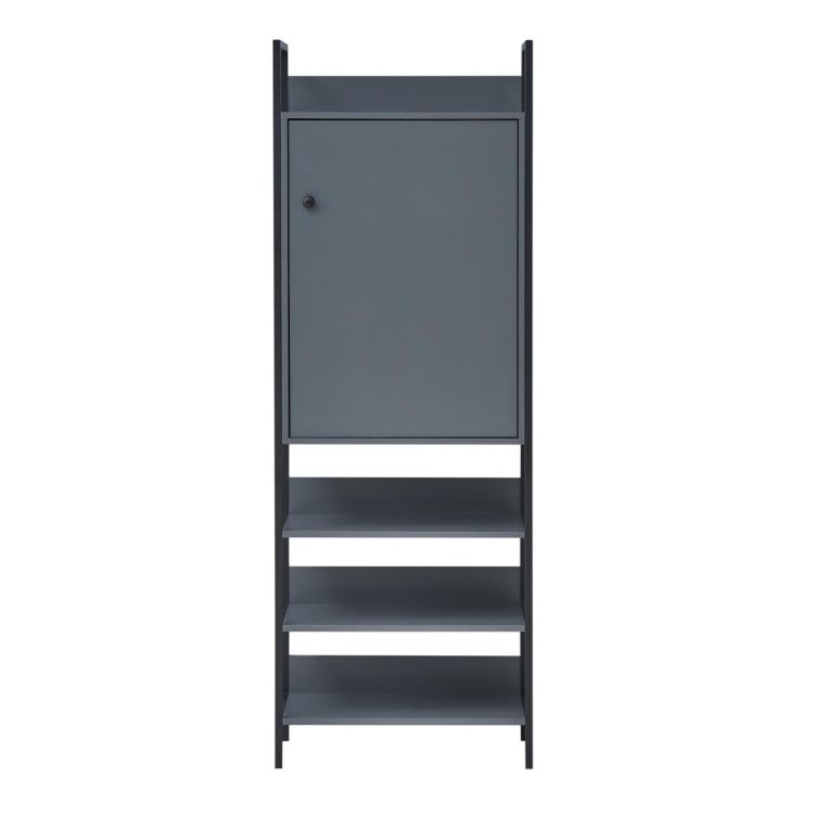 Storage Cabinet with 1 Door & 4 Shelves Wardrobe Storage with Cupboard and Open Shelving for Bedroom Furniture