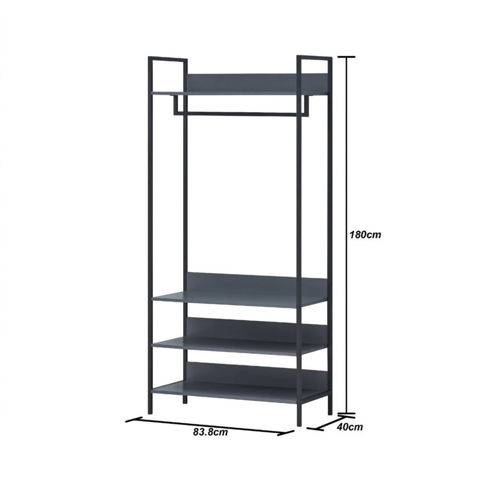 Open Wardrobe with 4 Shelves Wardrobe Storage with Hanging Rail and Shelving Small Space