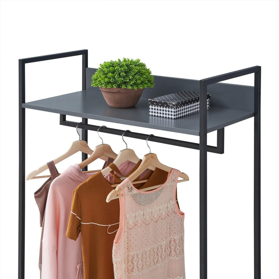 Open Wardrobe with 4 Shelves Wardrobe Storage with Hanging Rail and Shelving Small Space