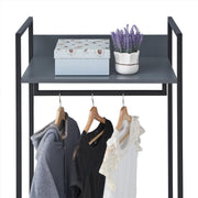 Open Wardrobe with 4 Shelves Wardrobe Storage and Hanging Rail for Small Space Solutions