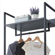 Open Wardrobe with 4 Shelves Wardrobe Storage and Hanging Rail for Small Space Solutions