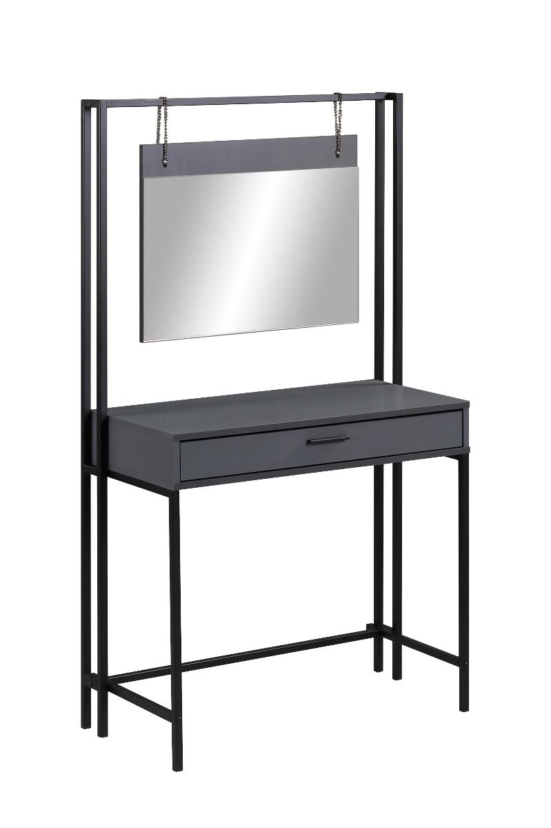 Stylish Dressing Table with Mirror – Modern Makeup Desk for Elegant Bedrooms- Dark Grey