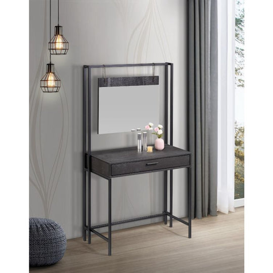 Stylish Black Dressing Table with Mirror – Modern Makeup Desk for Elegant Bedrooms
