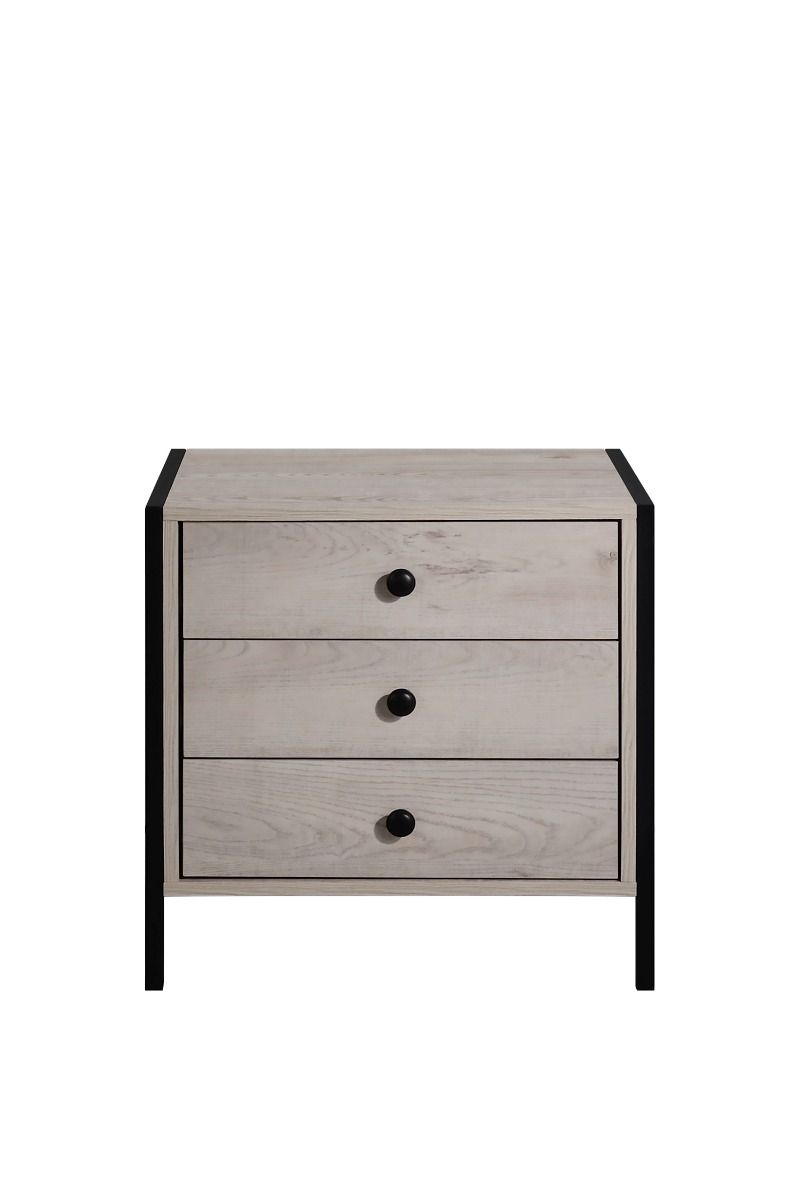 Modern Ash Oak Nightstand with 3 Drawers Stylish Bedside Table for Contemporary Bedrooms