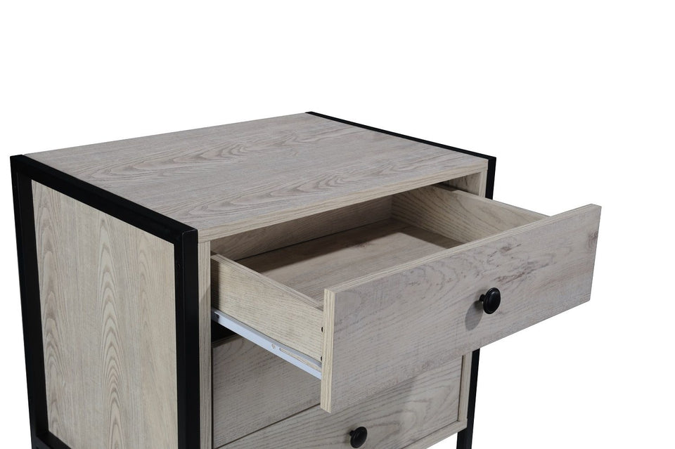 Modern Ash Oak Nightstand with 3 Drawers Stylish Bedside Table for Contemporary Bedrooms