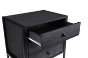 Modern Black Nightstand with 3 Drawers Stylish Bedside Table for Contemporary Bedrooms
