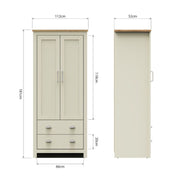 Cream and oak effect Lavish Kitchen Isle 2-door wardrobe with hanging rail, shelves, and drawers for versatile storage.