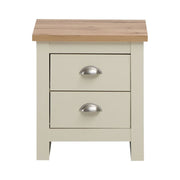 Ite Cream Nightstand with 2 Drawers Stylish Bedroom Bedside Table with Oak Effect Top
