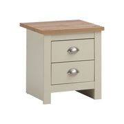 Ite Cream Nightstand with 2 Drawers Stylish Bedroom Bedside Table with Oak Effect Top
