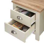 Ite Cream Nightstand with 2 Drawers Stylish Bedroom Bedside Table with Oak Effect Top