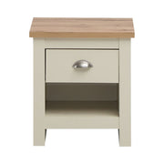 Cream Nightstand with 1 Drawer Versatile Bedside Table with Oak Effect Top & Shelf