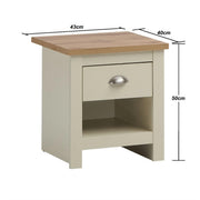 Cream Nightstand with 1 Drawer Versatile Bedside Table with Oak Effect Top & Shelf