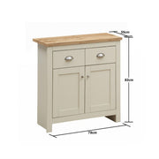 Sideboard Cabinet with 2 Doors and 2 Solid Drawers Storage Buffet Unit for Living and Dining Room Furniture in Cream - Lavish Kitchen Isle