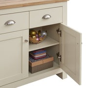 Sideboard Cabinet with 2 Doors and 2 Solid Drawers Storage Buffet Unit for Living and Dining Room Furniture in Cream - Lavish Kitchen Isle