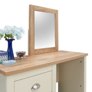 Hearth Cream Dressing Table with 3 Drawers – Elegant Bedroom Vanity with Oak-Effect Top - Lavish Kitchen Isle