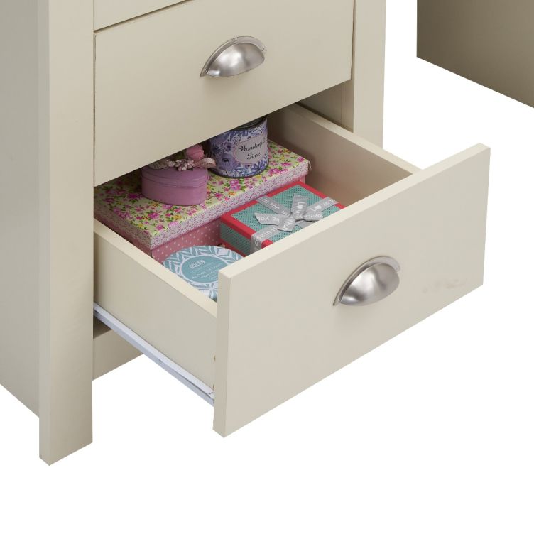 Hearth Cream Dressing Table with 3 Drawers - Bedroom Furniture with Cascading Oak Top