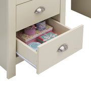 Hearth Cream Dressing Table with 3 Drawers – Elegant Bedroom Vanity with Oak-Effect Top - Lavish Kitchen Isle