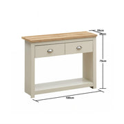 Ite Cream and Oak Effect Console Table 2 Drawer Sideboard Cabinet Storage for Living and Dining Room Furniture - Lavish Kitchen Isle