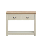 Ite Cream and Oak Effect Console Table 2 Drawer Sideboard Cabinet Storage for Living and Dining Room Furniture - Lavish Kitchen Isle