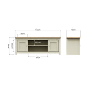 Ite Cream and Oak Effect TV Stand Cabinet Unit Modern Media Storage for Living Room - Lavish Kitchen Isle