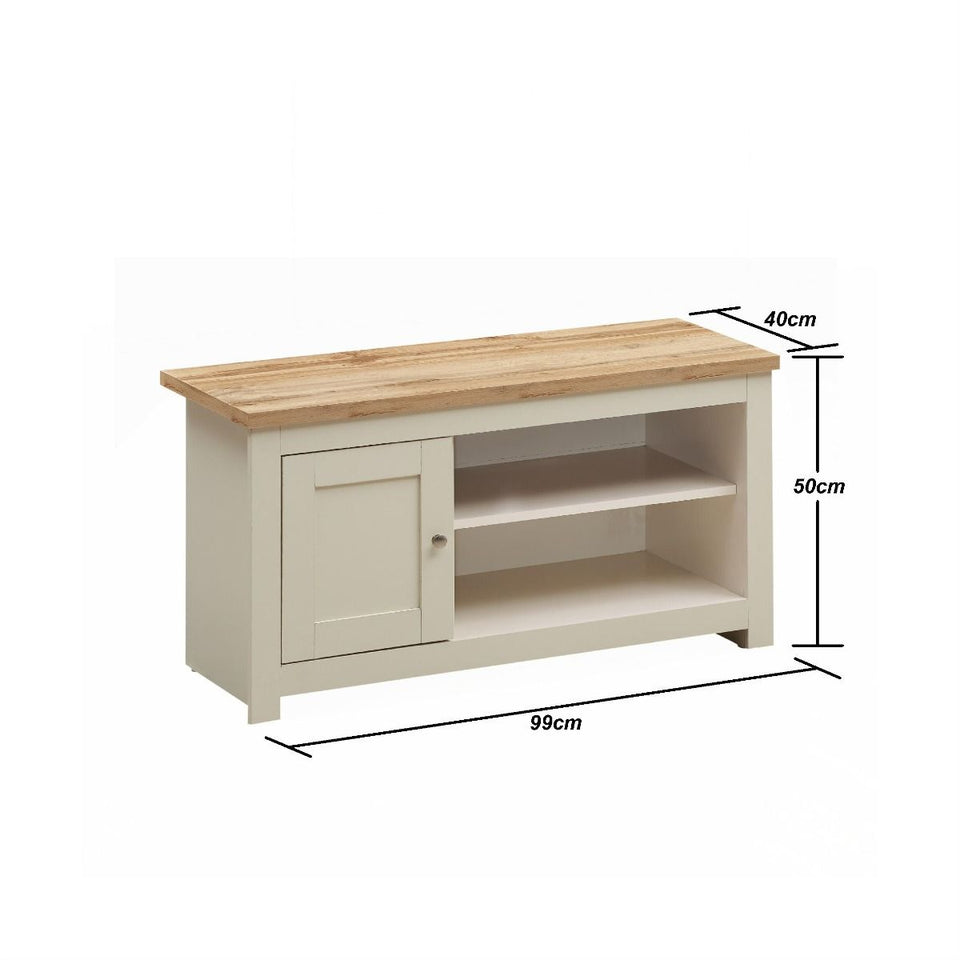 Cream and Oak Effect TV Stand Cabinet
