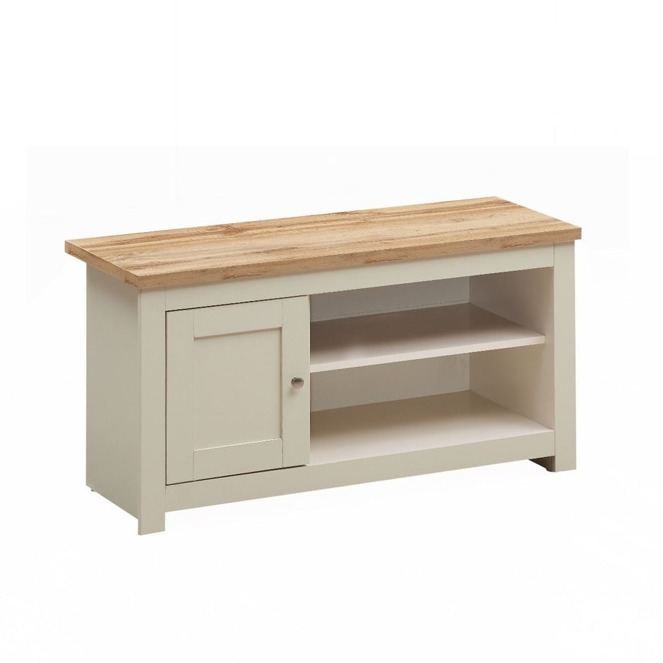 Cream and Oak Effect TV Stand Cabinet