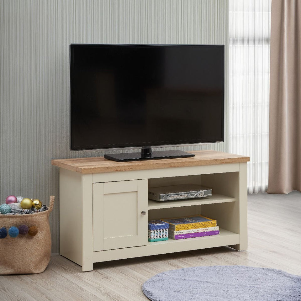 Cream and Oak Effect TV Stand Cabinet