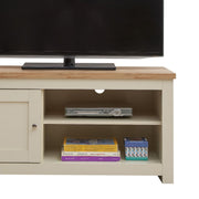 Cream and Oak Effect TV Stand Cabinet