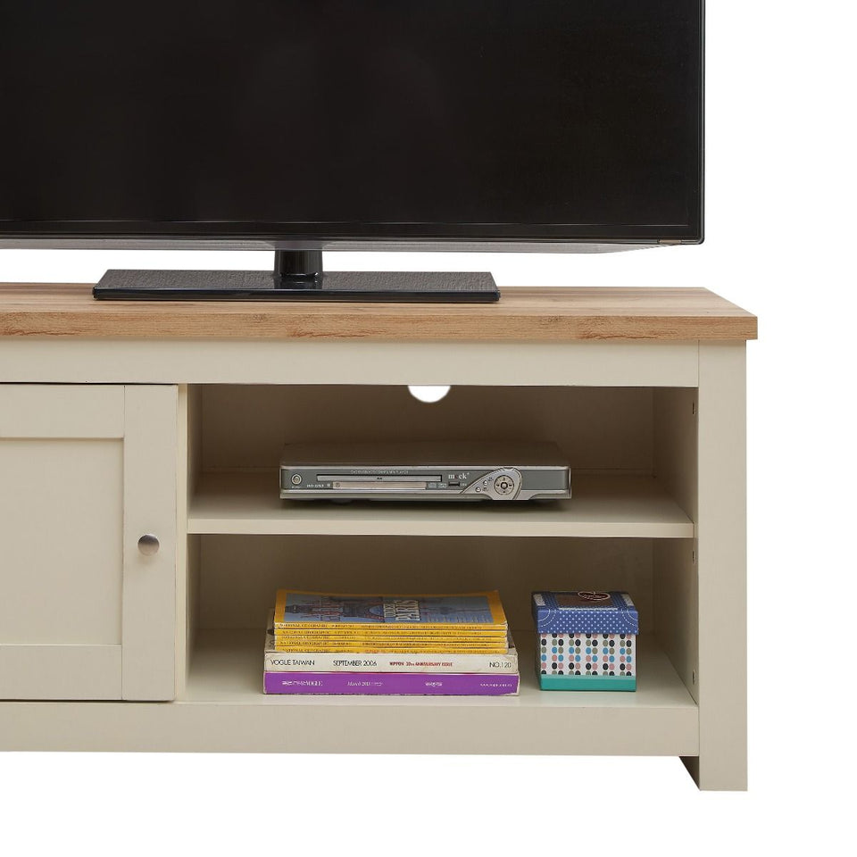 Cream and Oak Effect TV Stand Cabinet