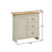 Sideboard Cabinet with 1 Door and 3 Solid Drawers Storage Buffet Unit for Living and Dining Room Furniture in Cream - Lavish Kitchen Isle