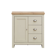 Sideboard Cabinet with 1 Door and 3 Solid Drawers Storage Buffet Unit for Living and Dining Room Furniture in Cream - Lavish Kitchen Isle