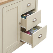 Sideboard Cabinet with 1 Door and 3 Solid Drawers Storage Buffet Unit for Living and Dining Room Furniture in Cream - Lavish Kitchen Isle