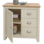 Sideboard Cabinet with 1 Door and 3 Solid Drawers Storage Buffet Unit for Living and Dining Room Furniture in Cream - Lavish Kitchen Isle