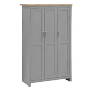 3 Piece Bedroom Furniture Set – 3 Door Wardrobe, 7 Drawer Chest, and 1 Drawer Bedside Cabinet in Light Grey with Oak Effect Tops - Lavish Kitchen Isle