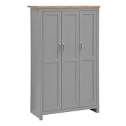 3 Piece Bedroom Furniture Set 3 Door Wardrobe, 4 Drawer Chest, and 2 Drawer Bedside Cabinet in Light Grey with Oak Effect Tops - Lavish Kitchen Isle