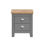 3 Piece Bedroom Furniture Set – 2 Door Wardrobe, 7 Drawer Chest, and 2 Drawer Bedside Cabinet in Light Grey with Oak Effect Tops - Lavish Kitchen Isle