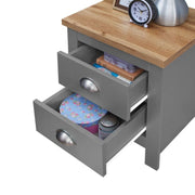 3 Piece Bedroom Furniture Set – 3 Door Wardrobe, 7 Drawer Chest of Drawers, and 2 Drawer Bedside Cabinet in Light Grey with Oak Effect Tops - Lavish Kitchen Isle