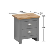 3 Piece Bedroom Furniture Set – 2 Door Wardrobe, 7 Drawer Chest, and 2 Drawer Bedside Cabinet in Light Grey with Oak Effect Tops - Lavish Kitchen Isle