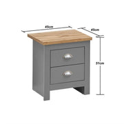 3 Piece Bedroom Furniture Set – 3 Door Wardrobe, 7 Drawer Chest of Drawers, and 2 Drawer Bedside Cabinet in Light Grey with Oak Effect Tops - Lavish Kitchen Isle