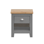 3 Piece Bedroom Furniture Set – 2 Door Wardrobe, 4 Drawer Chest, and 1 Drawer Bedside Cabinet in Light Grey with Oak Tops - Lavish Kitchen Isle