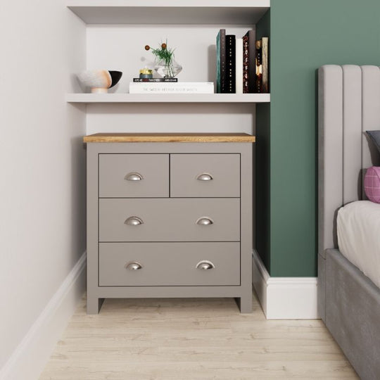 Stylish Light Grey Chest of Drawers 4 Drawer Bedroom Furniture Modern Bedside Cabinet & Storage Solution